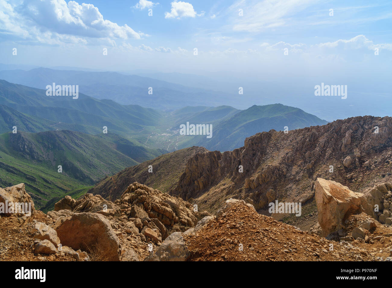 Nature landscape in Zagros Mountain near border of Iran and Iraq. Kermanshah Province, Iran. Stock Photo