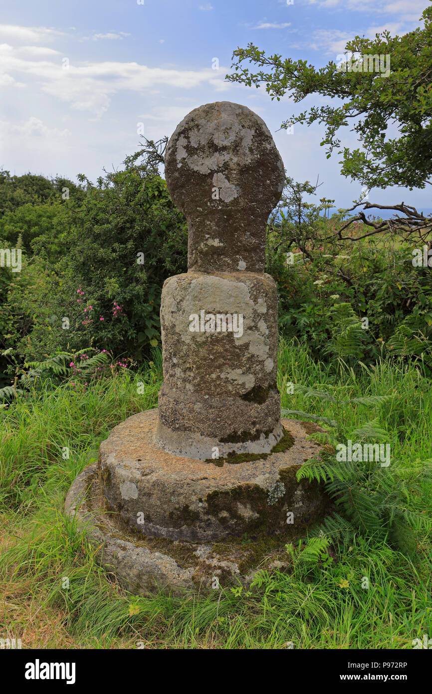 Boskenna Cross, ancient wayside cross at St Buryan near Penzance, Cornwall, England, UK. Stock Photo