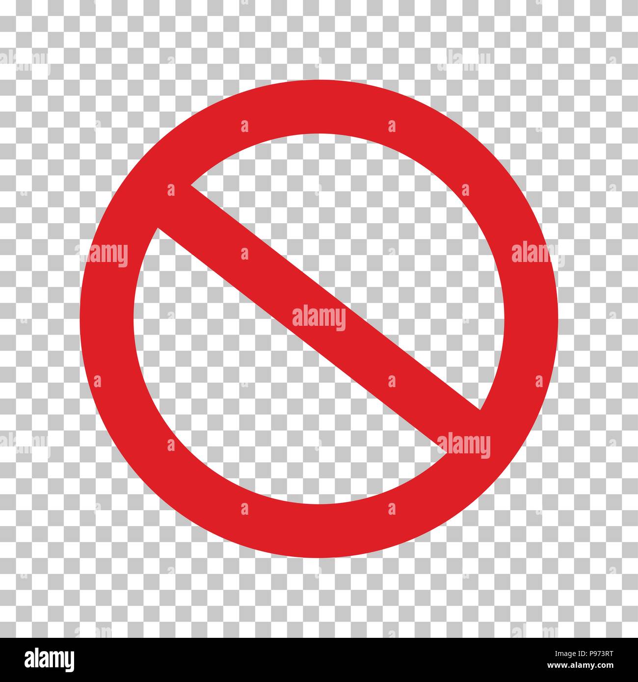 Empty NO symbol, prohibition or forbidden sign; crossed out red circle. Vector icon isolated on transparent background. Stock Vector