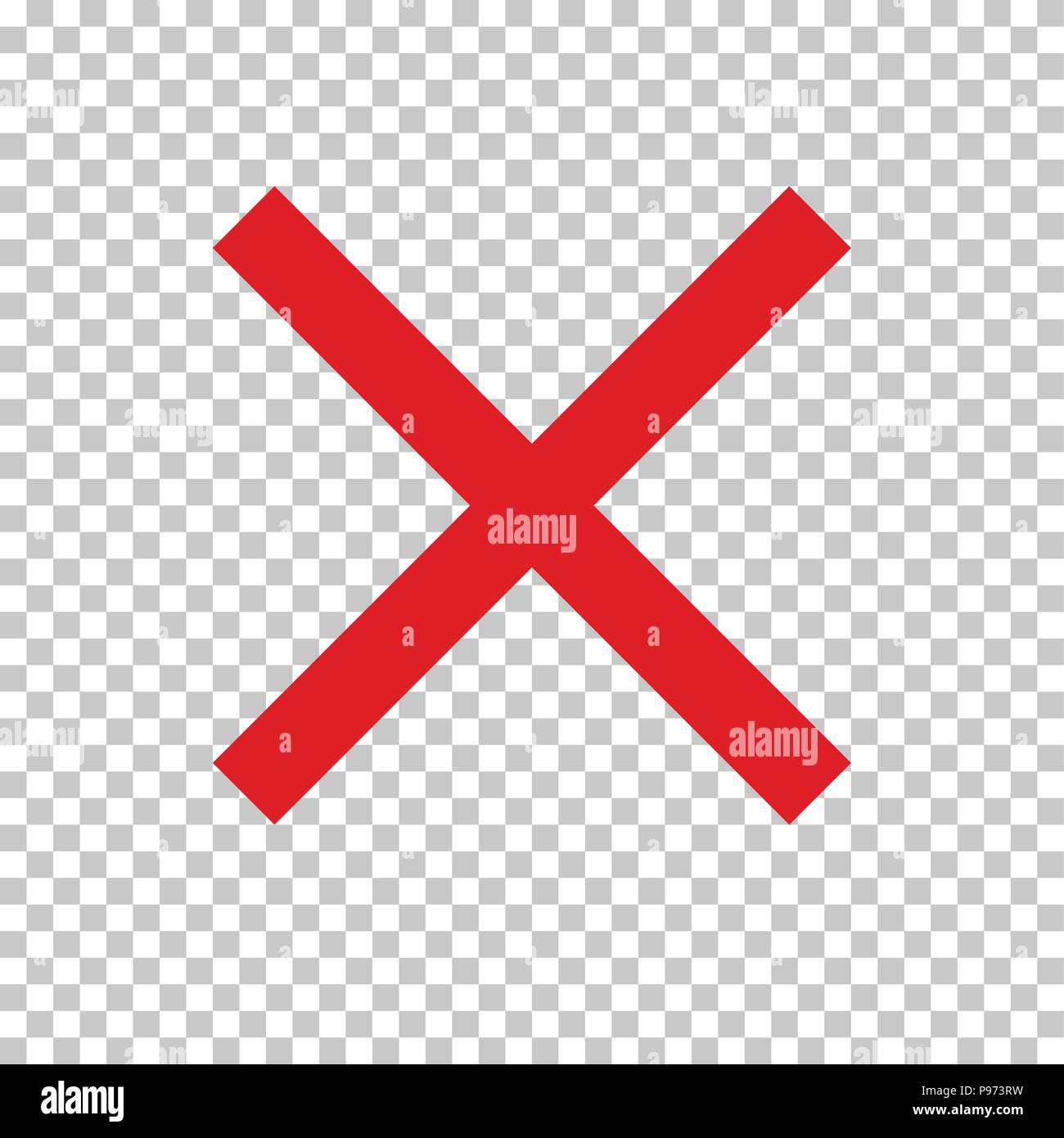 Empty NO symbol, prohibition or forbidden sign (or check mark); red cross. Vector icon isolated on transparent background. Stock Vector