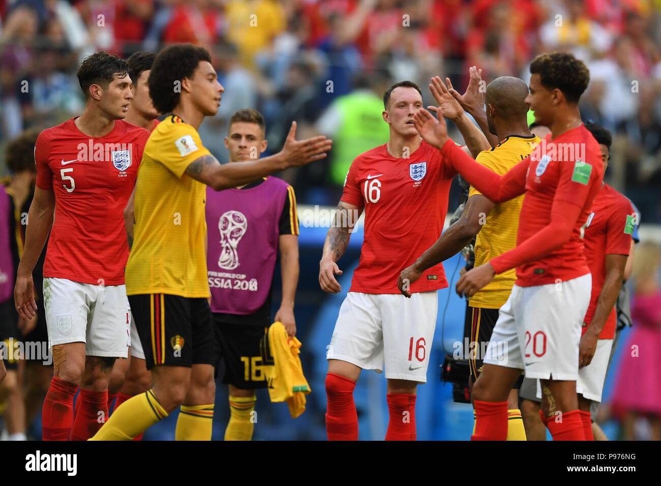 July 14th, 2018, St Petersburg, Russia. End of the game 2018 FIFA World Cup Russia match between England and Belgium at Saint-Petersburg Stadium, Russia. Shoja Lak/Alamy Live News Stock Photo