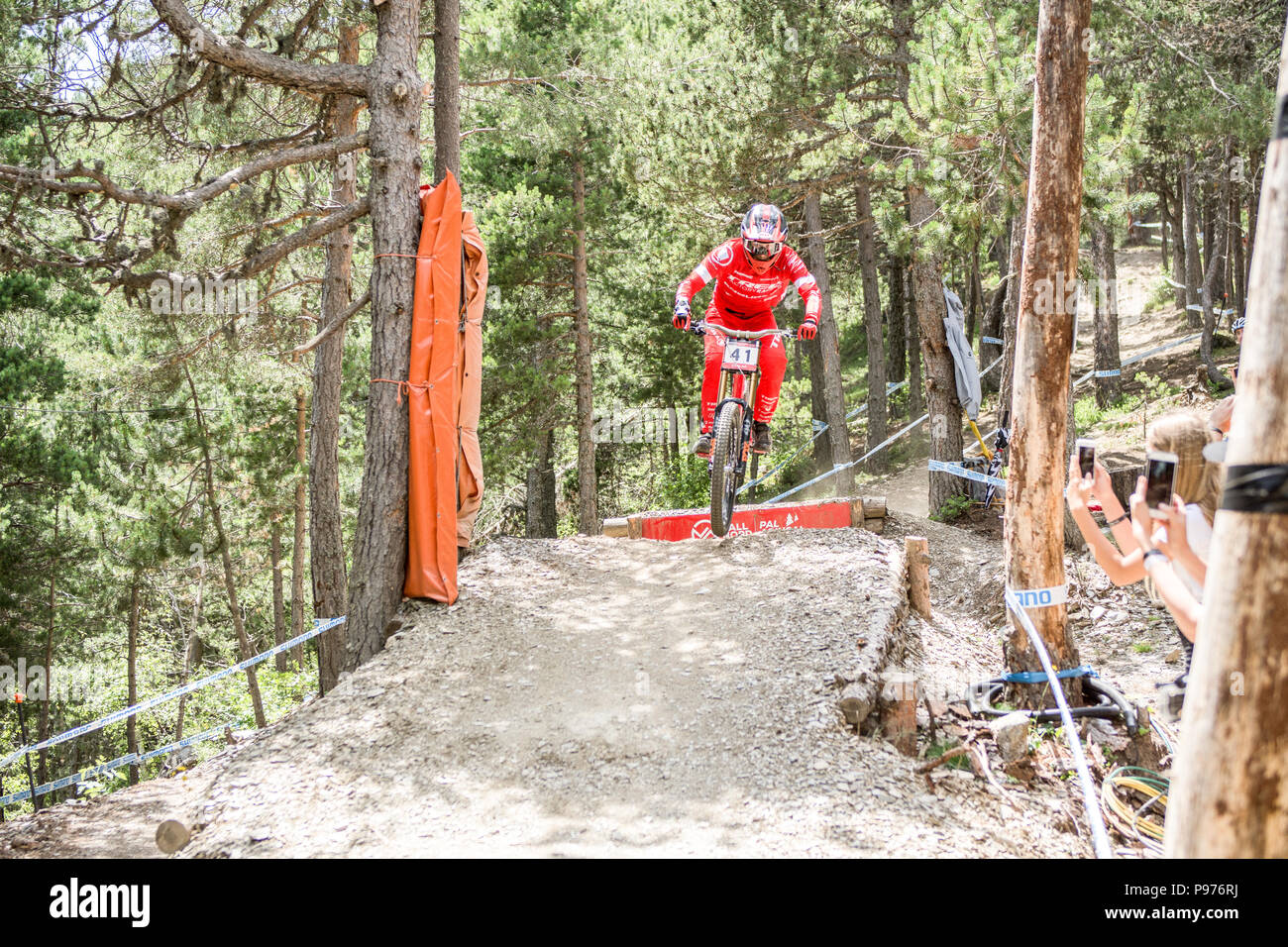 CHARLIE HATTON (GBR) de TREK FACTORY RACING DH durante su carrera en la  Copa del Mundo UCI Mountain Bike DownhillVallnord 2018 , La Massana,  Andorra. 14 July 2018. Downhill Race, UCI, Moutain