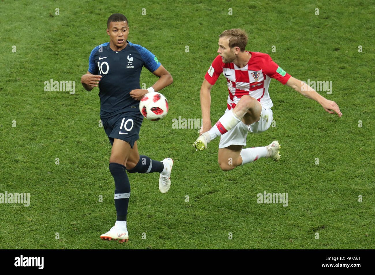 Kylian Mbappe Ivan Strinic France V Croatia France V Croatia 2018 Fifa World Cup Final 15 July 2018 Gbc9647 2018 Fifa World Cup Russia Final Strictly Editorial Use Only If The