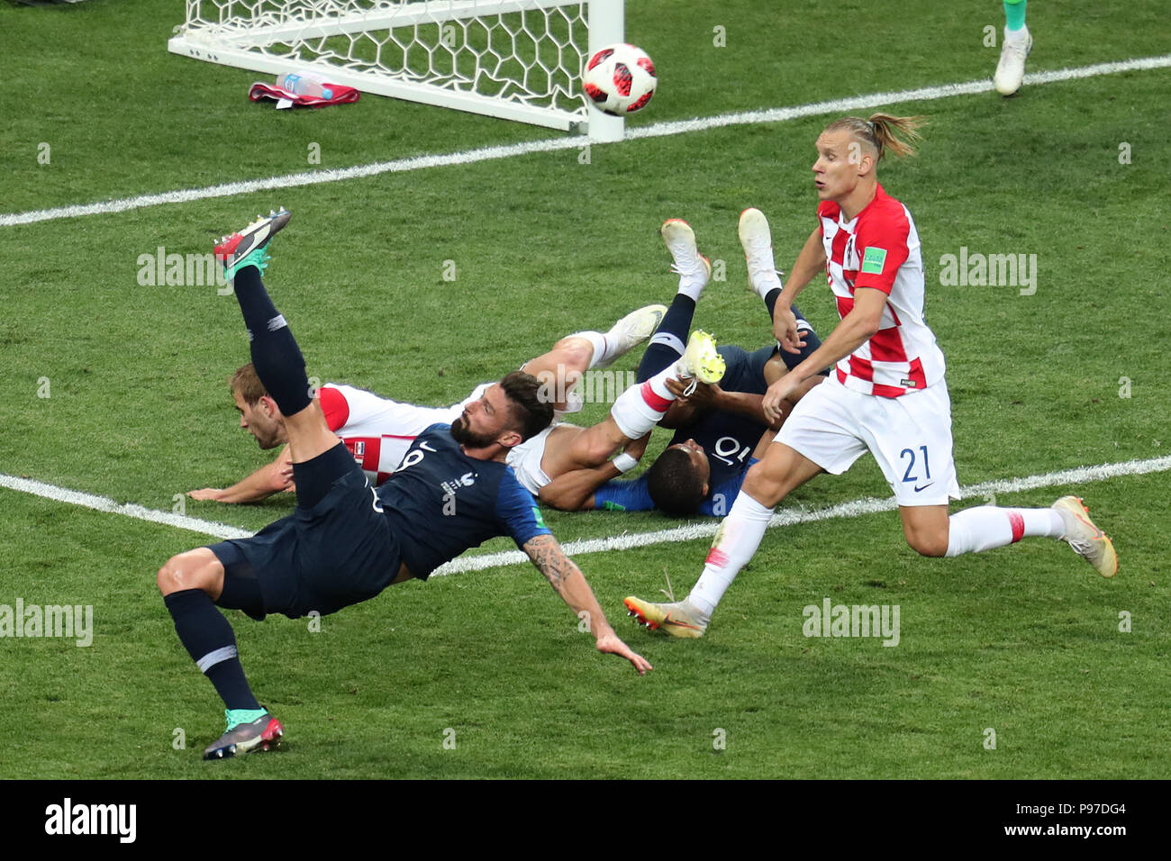 Olivier Giroud Domagoj Vida France V Croatia France V Croatia 2018 Fifa World Cup Final 15 July 2018 Gbc9678 2018 Fifa World Cup Russia Final Strictly Editorial Use Only If The
