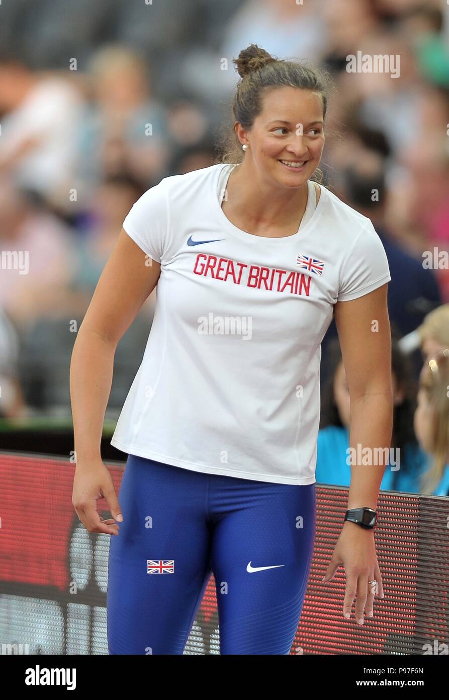 London, UK. 15th July 2018. Jade Lally (GBR) in the womens discus throw. Day 2. Athletics World Cup. London Olympic Stadium. Stratford. London. OK. 15/07/2018. Credit: Sport In Pictures/Alamy Live News Stock Photo