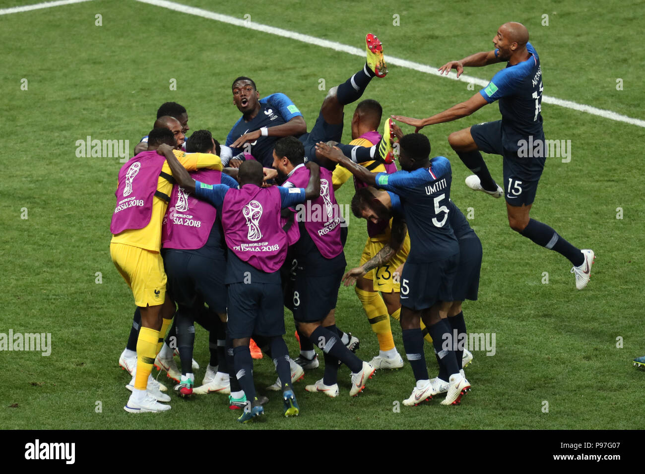 Paul Pogba Celebrate Kylian Mbappe Goal France V Croatia France V