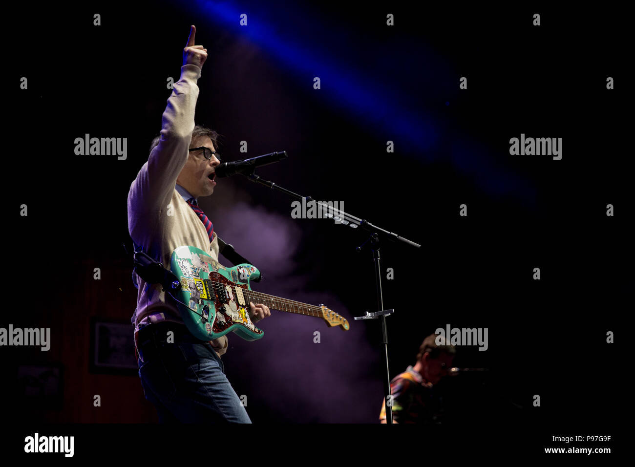 Toronto, CANADA. 14th July, 2018. Rivers Cuomo and bassist Scott Shiner of Weezer. Credit: topconcertphoto/Alamy Live News Stock Photo