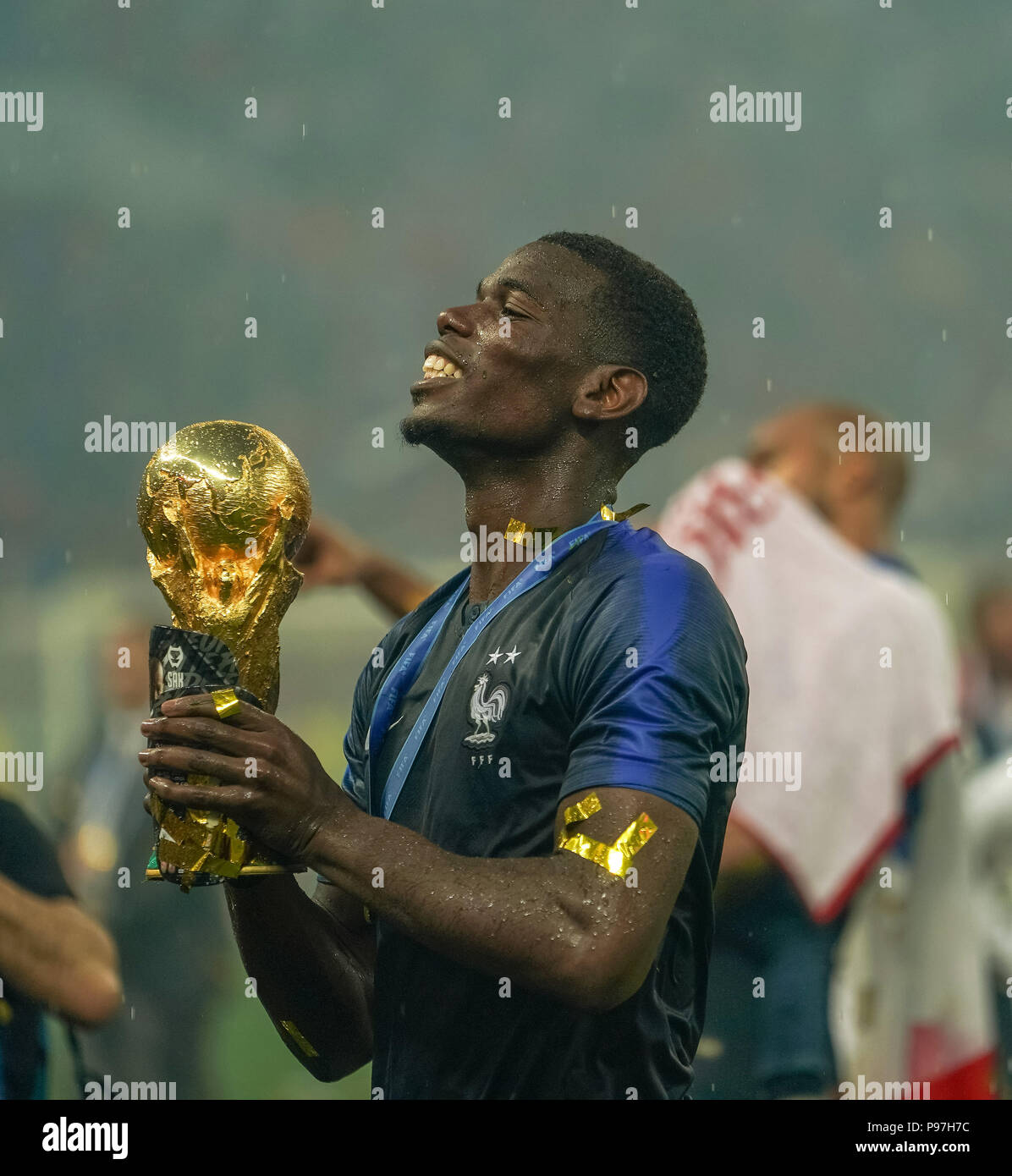 Luzhniki Stadium, Moscow, Russia. 15th July, 2018. FIFA World Cup Football Final, France versus Croatia; Paul Pogba of France with the trophy Credit: Action Plus Sports/Alamy Live News Stock Photo