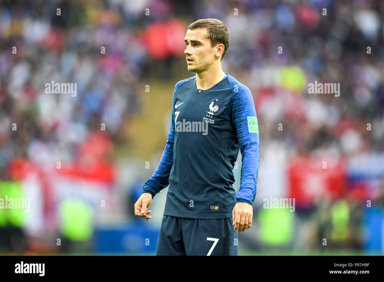 Moscow, Russia. 15th July 2018. Antoine Griezmann of France at Luzhniki Stadium during the final between Franceand Croatia during the 2018 World Cup. Ulrik Pedersen/CSM Credit: Cal Sport Media/Alamy Live News Stock Photo