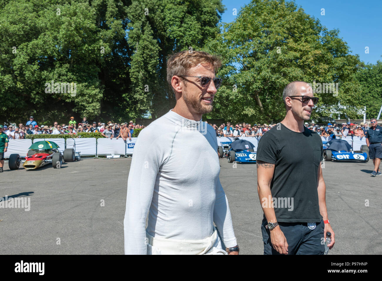 Goodwood Festival of Speed, West Sussex, UK. 15th July 2018. Celebrating 25 years, Silver Jubilee. Jenson Button, World Champion Formula One driverr. © Gillian Downes/AlamyLive News Stock Photo