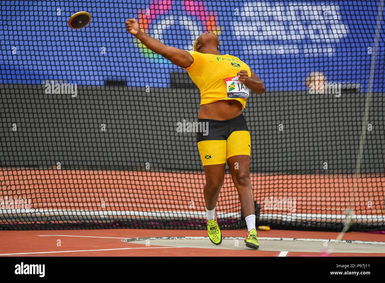 Shadae Lawrence (JAM) in Women's Discus Throw during Athletics World Cup London 2018 at London Stadium on Sunday, 15 July 2018. LONDON, ENGLAND. Credit: Taka G Wu Stock Photo