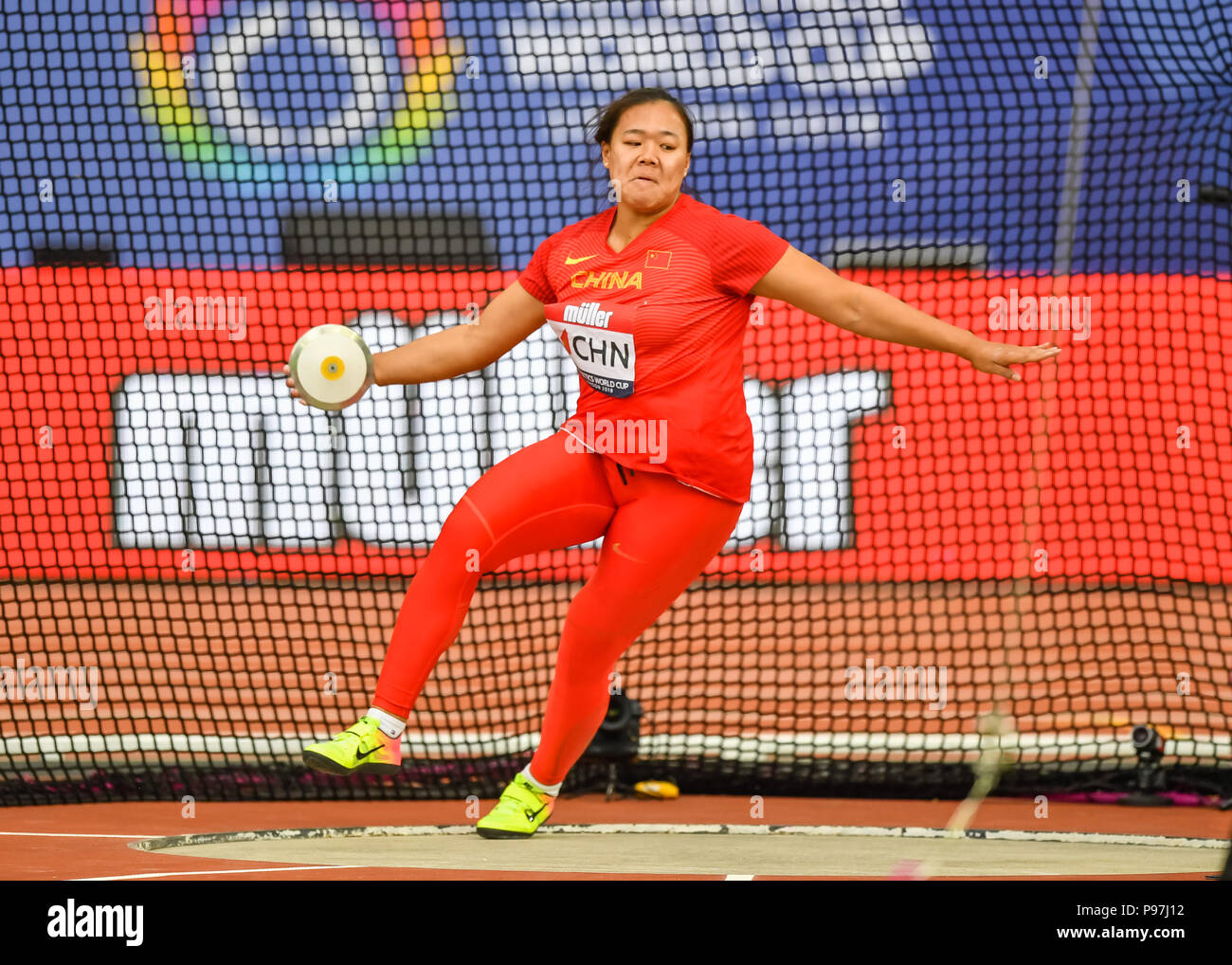 Ximyue Su (CHN) in Women's Discus Throw during Athletics World Cup London 2018 at London Stadium on Sunday, 15 July 2018. LONDON, ENGLAND. Credit: Taka G Wu Stock Photo