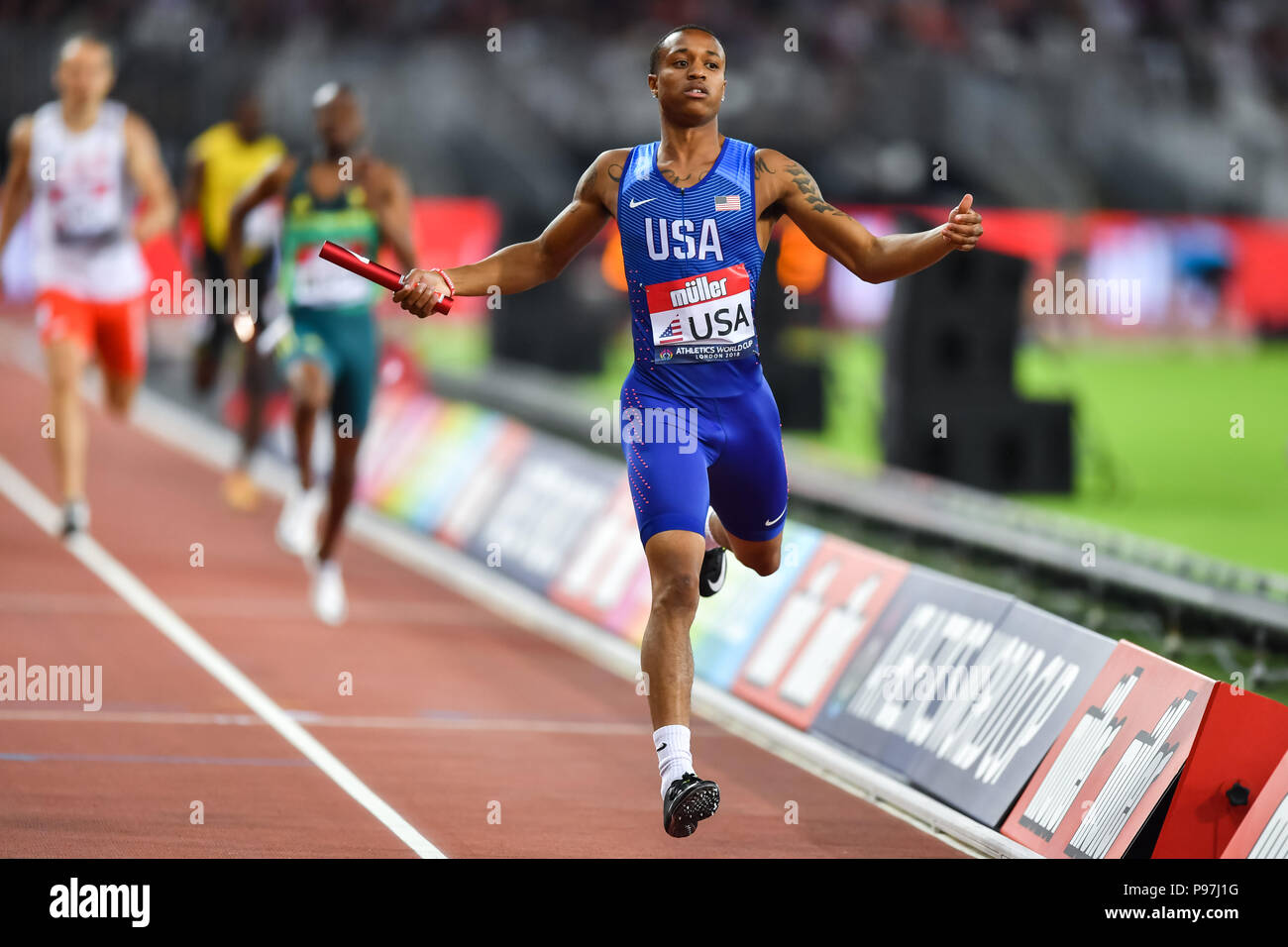 Kahmari Montgomery (USA) in Men's 4x 400m Relay during Athletics World