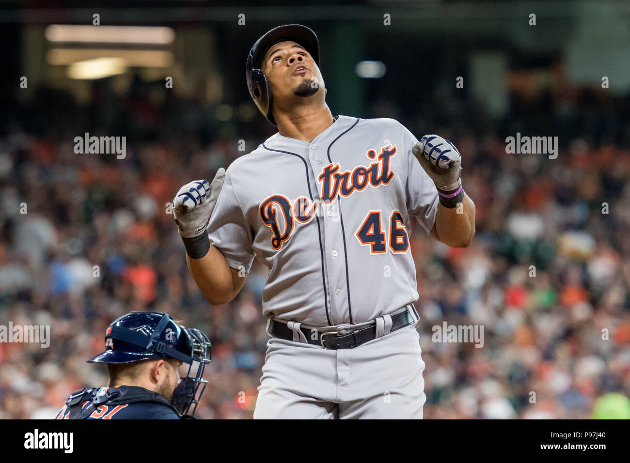 Houston, TX, USA. 15th July, 2018. Detroit Tigers Third Baseman Jeimer ...