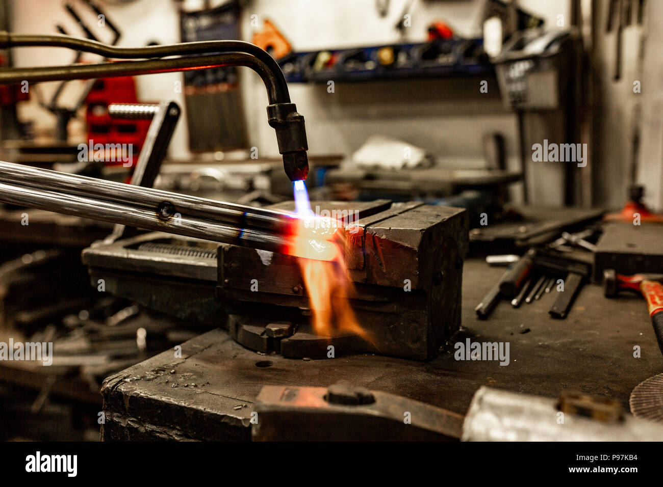 Gas cylinder welding machine. Autogen Stock Photo Alamy