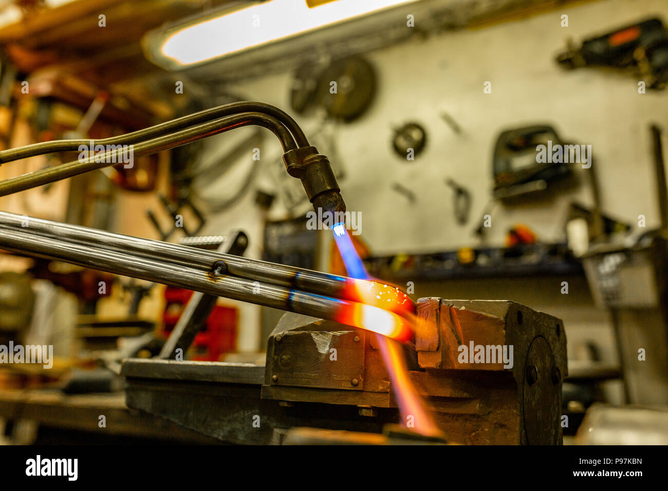 Gas cylinder welding machine. Autogen Stock Photo Alamy