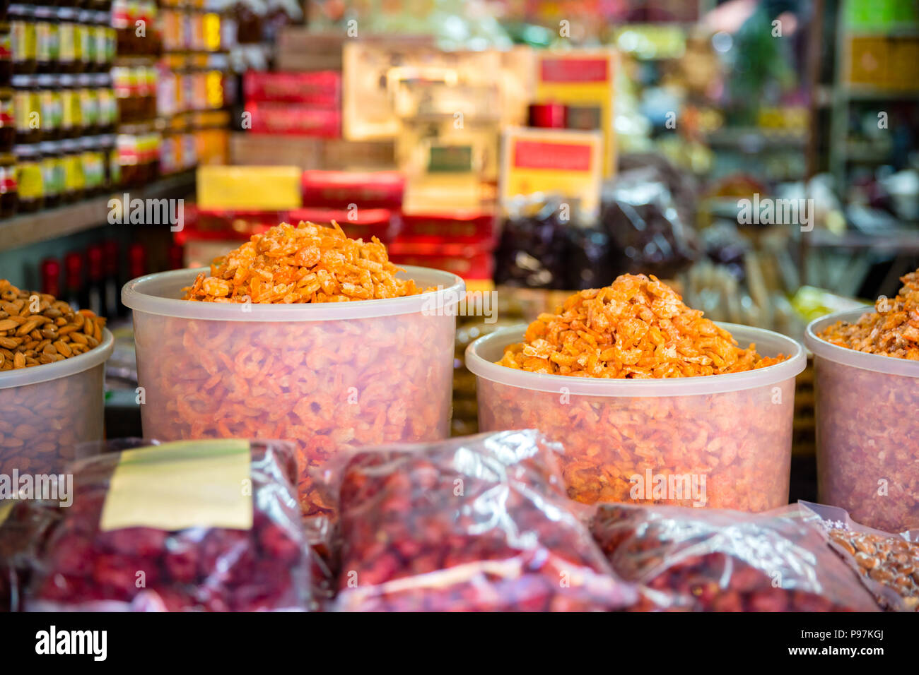 Traditional Dried Shrimp For Sale At Store Stock Photo