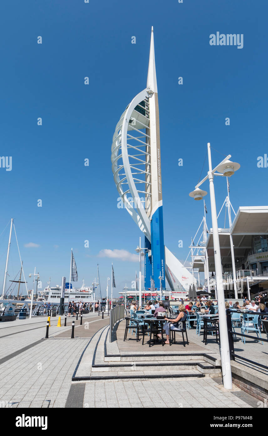 Emirates Spinnaker Tower at Gunwharf Quays, Portsmouth, Hampshire, England, UK. Emirates Tower portrait in Portsmouth. Stock Photo