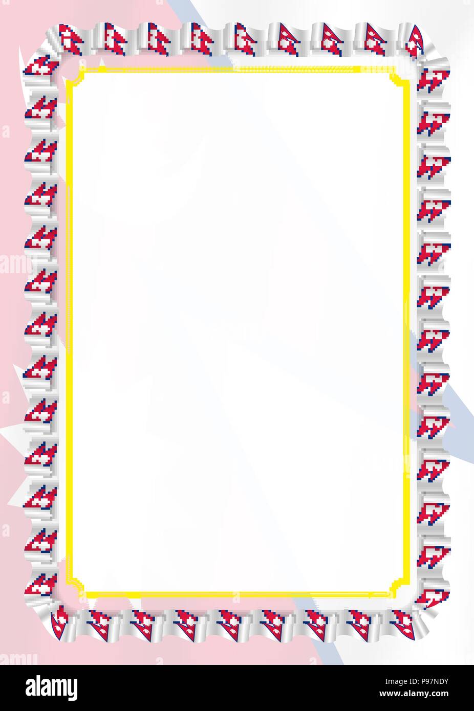 Frame and border of ribbon with Nepal flag, template elements for your certificate and diploma