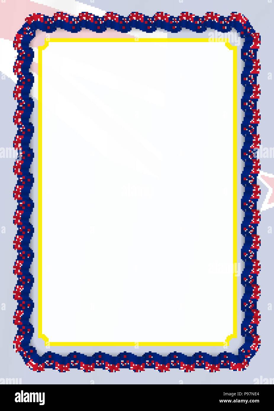 Frame and border of ribbon with New Zealand flag, template elements for ...