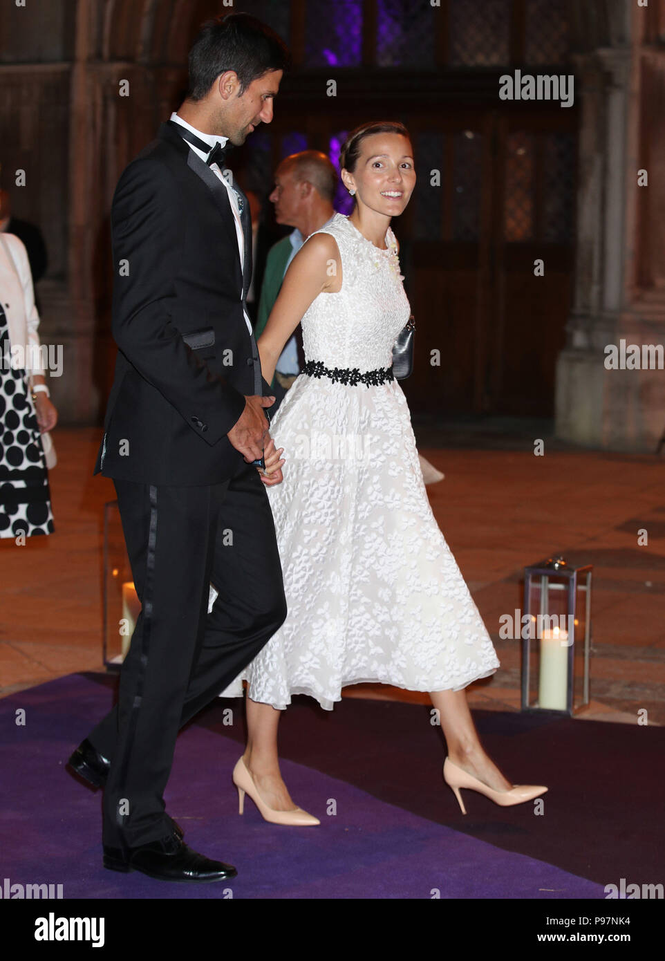 Novak Djokovic and wife Jelena arrive at the Champions' Dinner at the  Guildhall in The City of London Stock Photo - Alamy