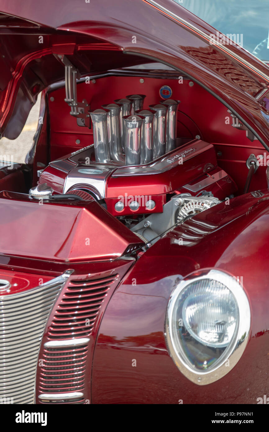 Detroit, Michigan - A 1940 Ford Coupe on display at an antique and custom car show, sponsored by the Detroit Police Department. Stock Photo