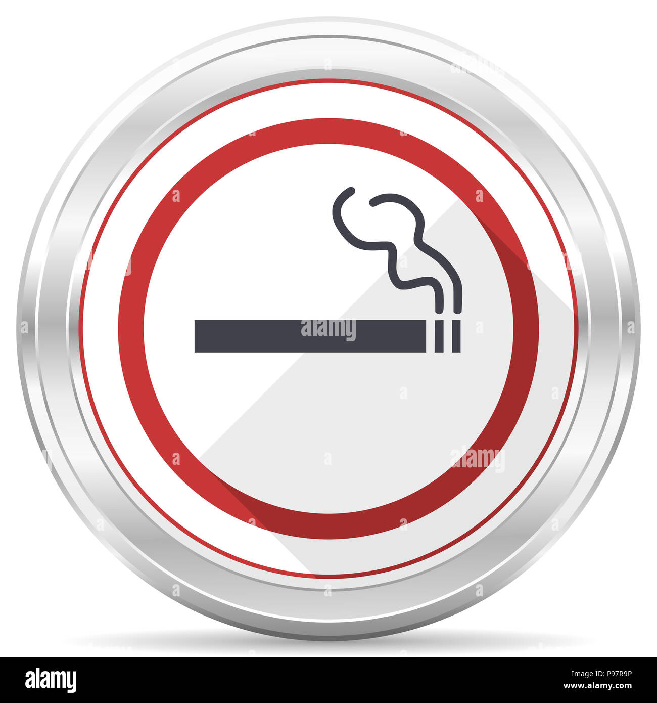 cigarette border Cigarette silver metallic chrome border round web icon on white background  Stock Photo
