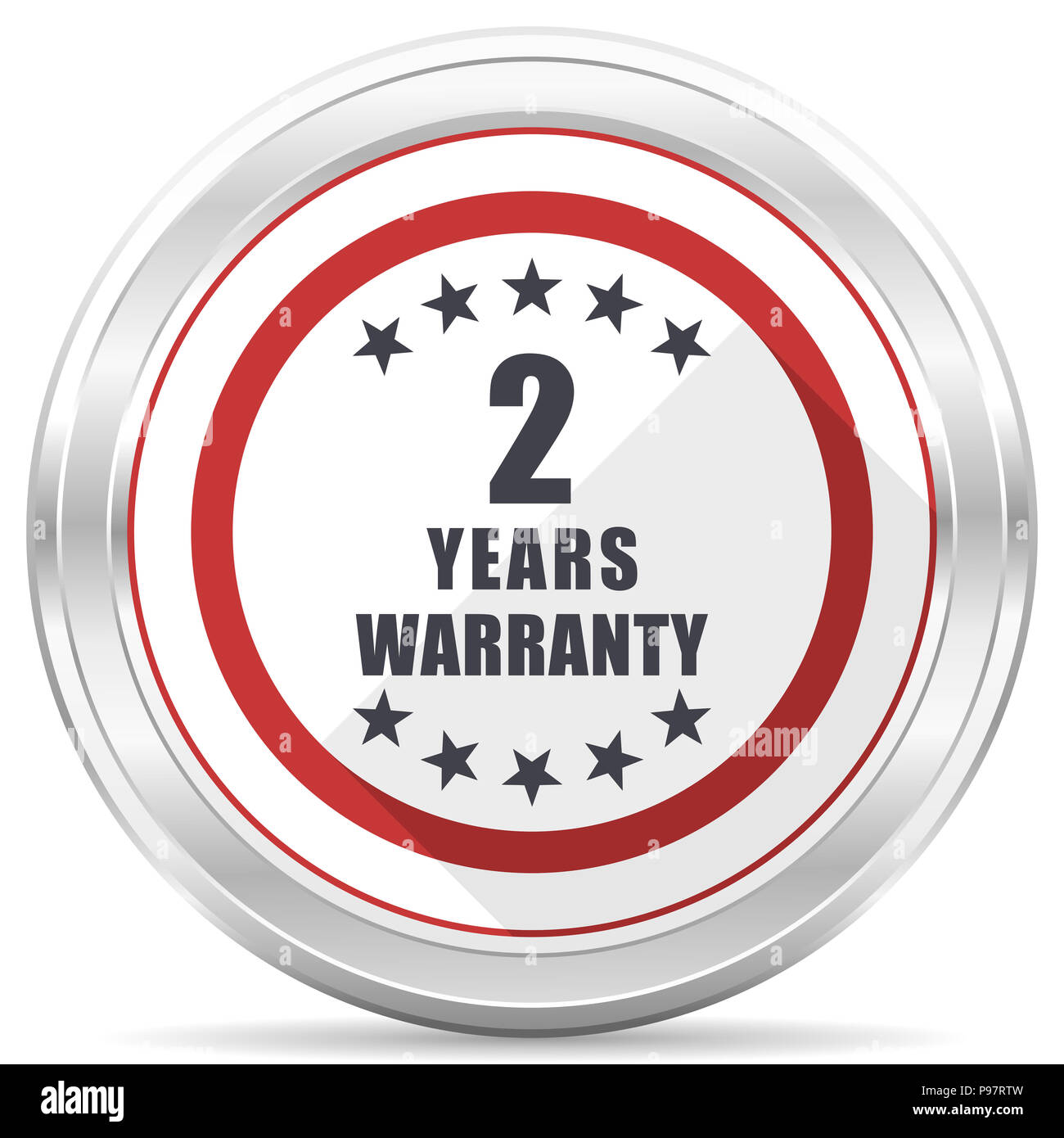 Warranty guarantee 2 year silver metallic chrome border round web icon