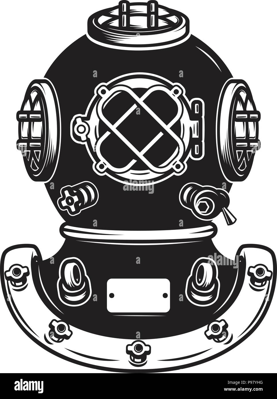 Retro style diver helmet isolated on white background. Design element for logo label sign poster menu. Vector illustration Stock Vector Image Art Alamy