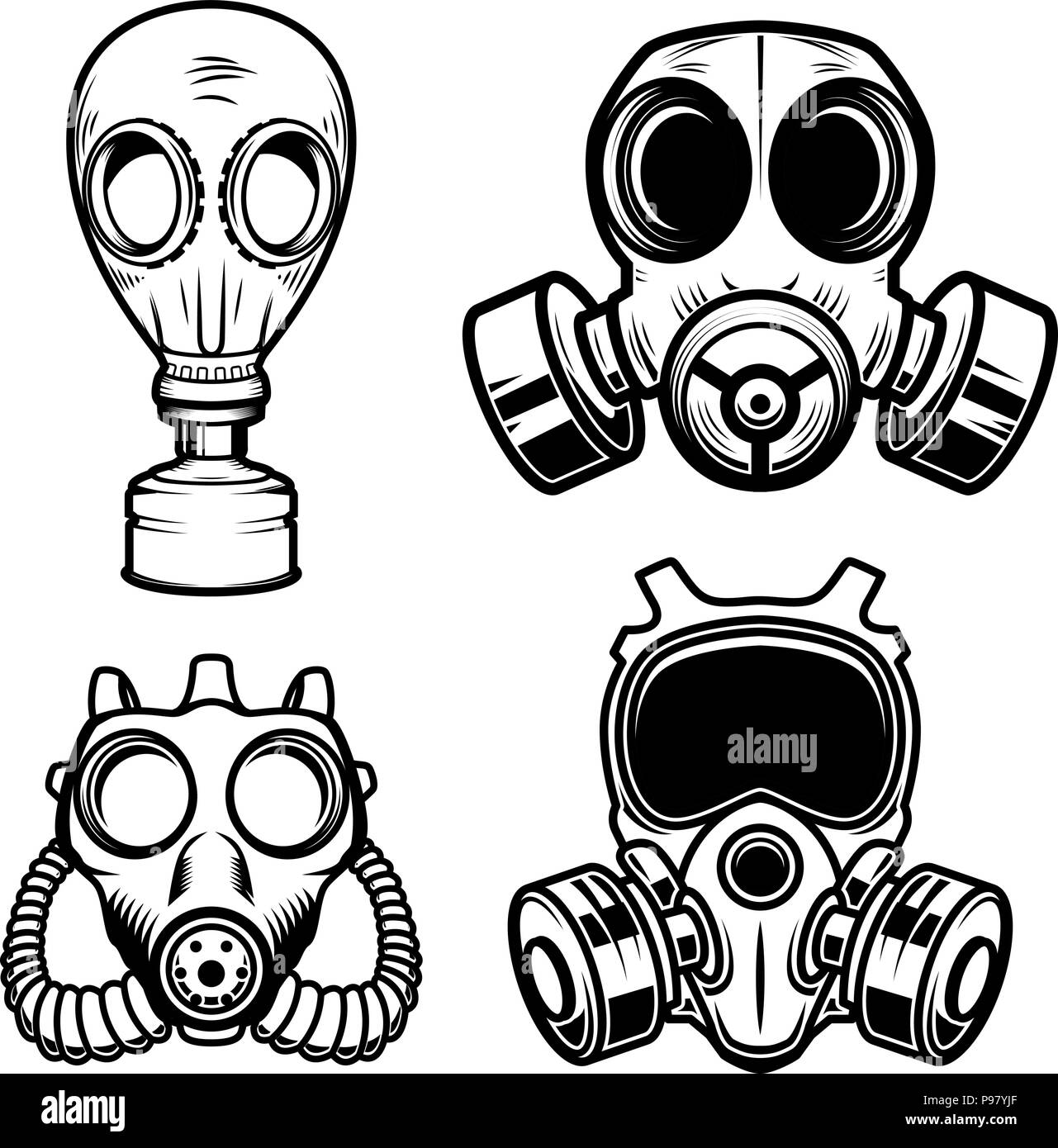 Set of gas masks isolated on white background. Design element for logo