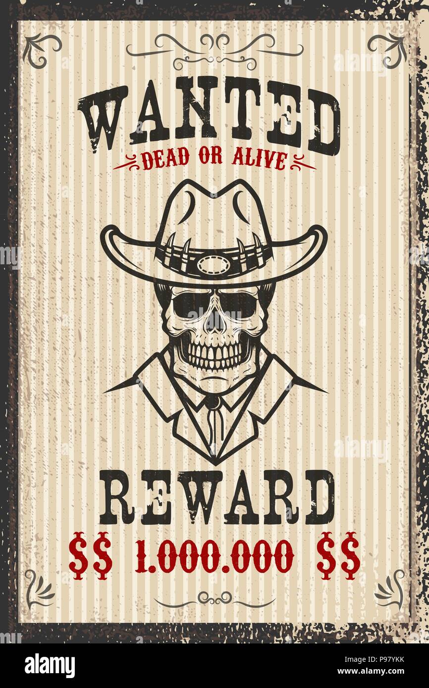 Wanted dead or alive western old vintage Vector Image