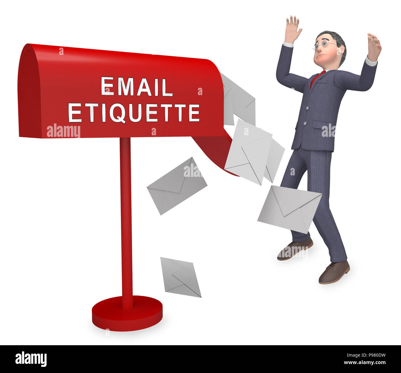 Email Etiquette Electronic Message Rules 3d Rendering Shows Proper Electronic Mail Polite Correspondence To Send Promotions Stock Photo