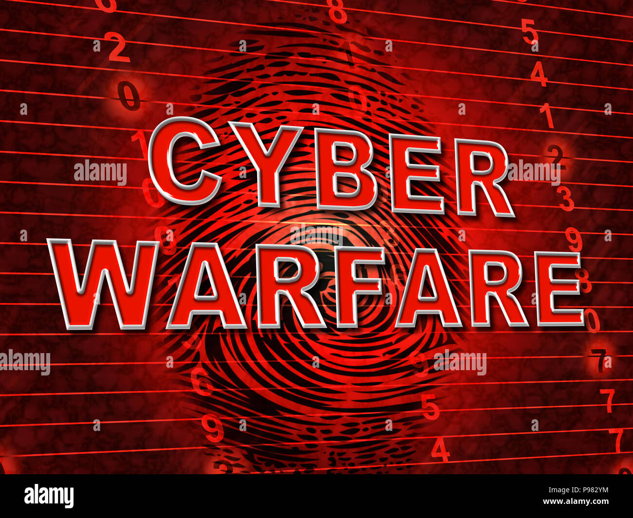 Cyberwarfare Digital Armed Attack Surveillance 3d Illustration Shows