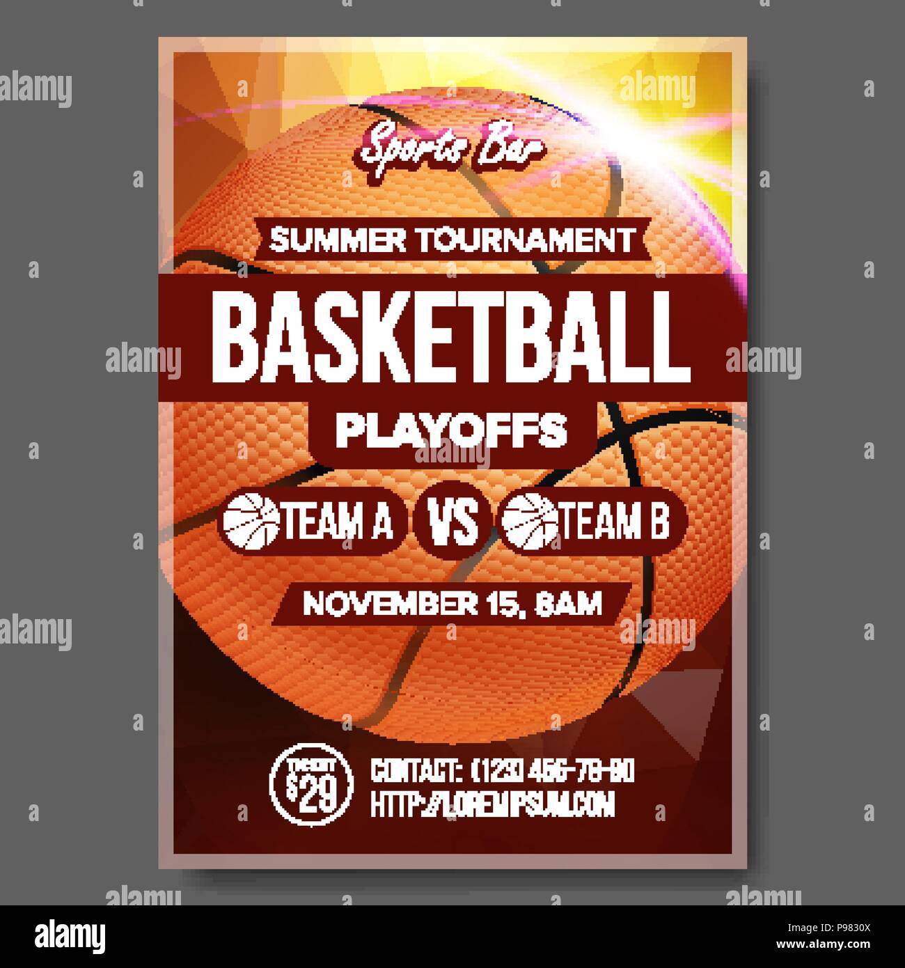 Basketball Poster Vector. Design For Sport Bar Promotion. Basketball