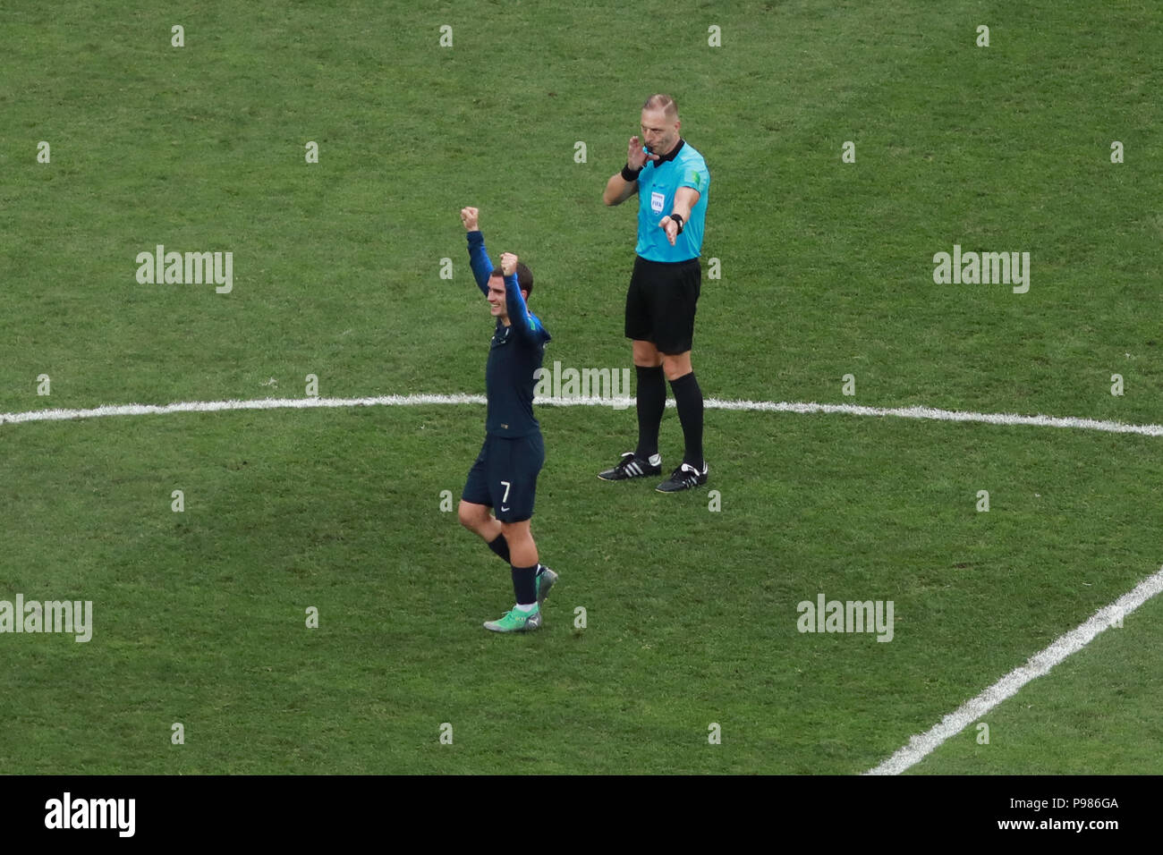Moscow, Russia. 15th July 2018. Referee Néstor Pitana (ARG) whistles