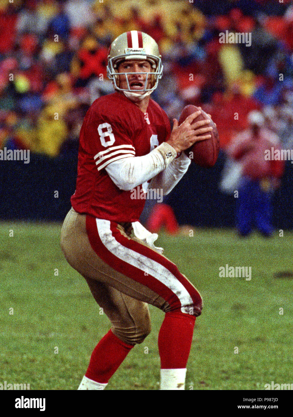 San Francisco, California, USA. 6th Dec, 1992. San Francisco 49ers vs.  Miami Dolphins at Candlestick Park Sunday, December 6, 1992. 49ers Beat  Dolphins 27-3. 49ers defender gang up on Dolphins running back