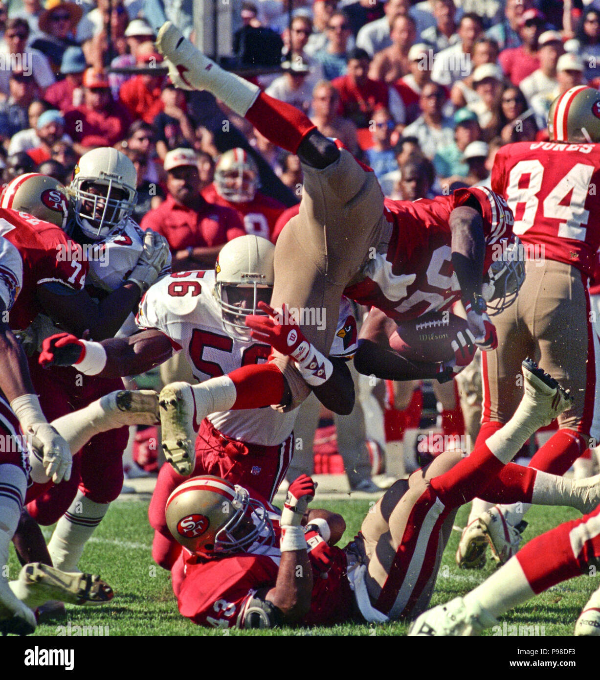 San Francisco, California, USA. 3rd Oct, 1993. San Francisco 49ers vs.  Minnesota Vikings at Candlestick Park Sunday, October 3, 1993. 49ers beat  Vikings 38-19. San Francisco 49ers defensive back Merton Hanks (36)