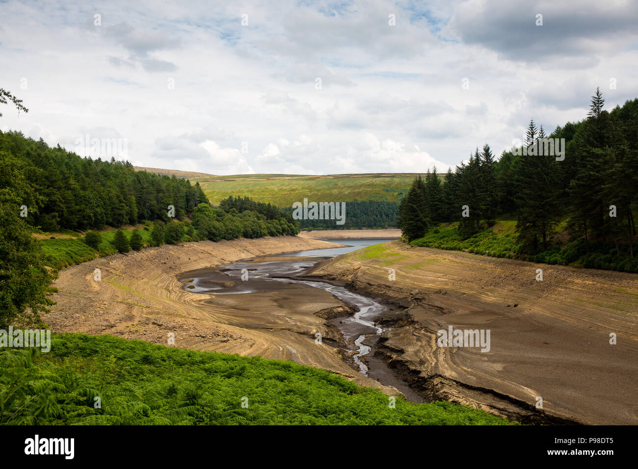 Howden, UK. 16th July 2018, Very low water levels at Howden reservoir. Gary Bagshawe/Alamy Live News. Stock Photo