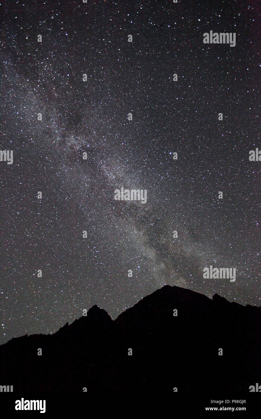 Night sky, Milky way with mountain Stock Photo