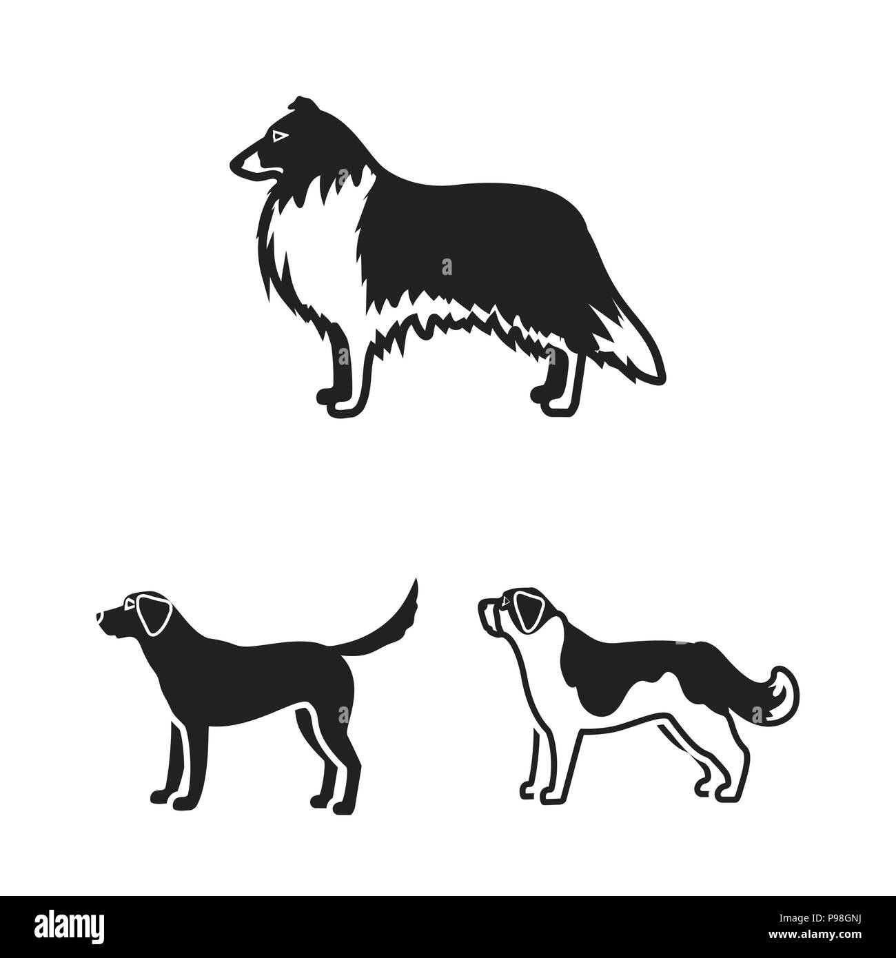 Dog breeds black icons in set collection for design.Dog pet vector ...