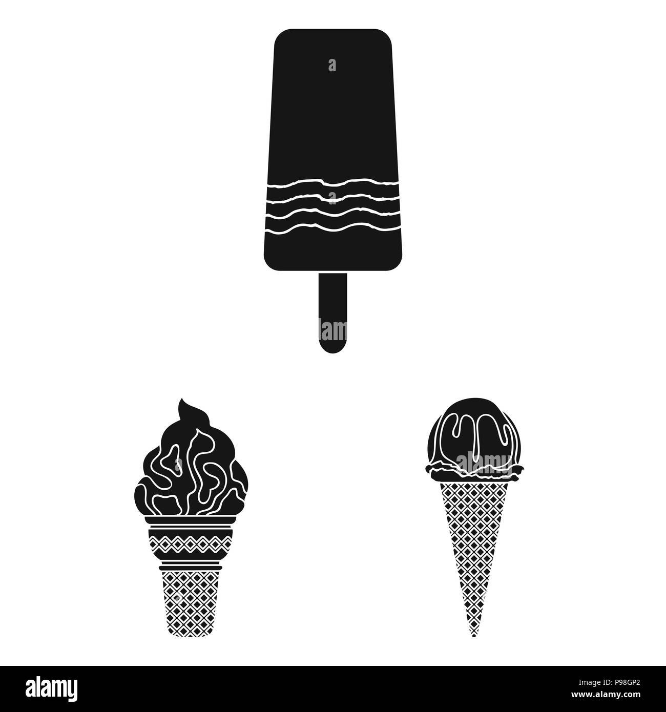 Different ice cream black icons in set collection for design. Dessert ...
