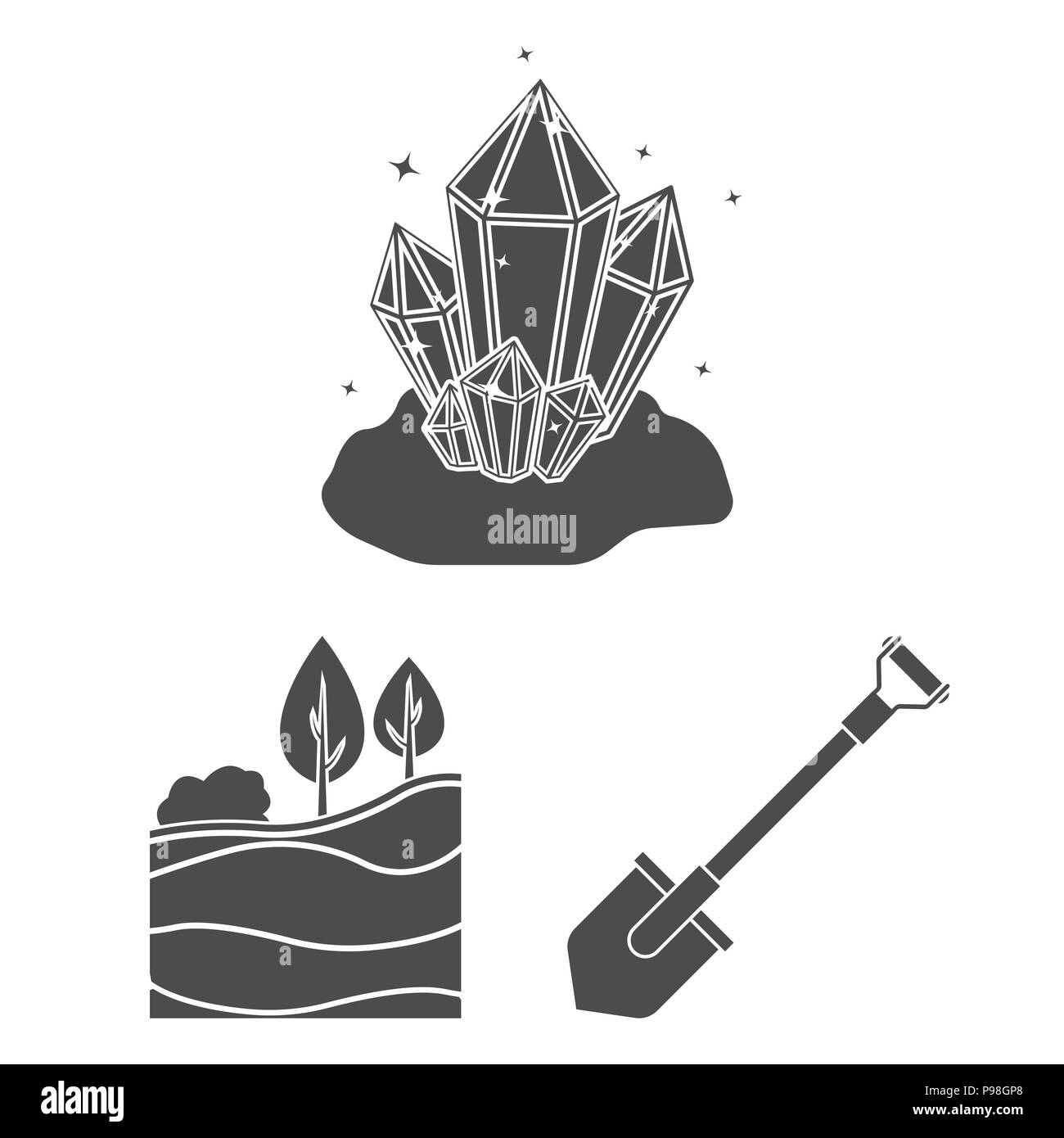 Mining industry black icons in set collection for design. Equipment and ...