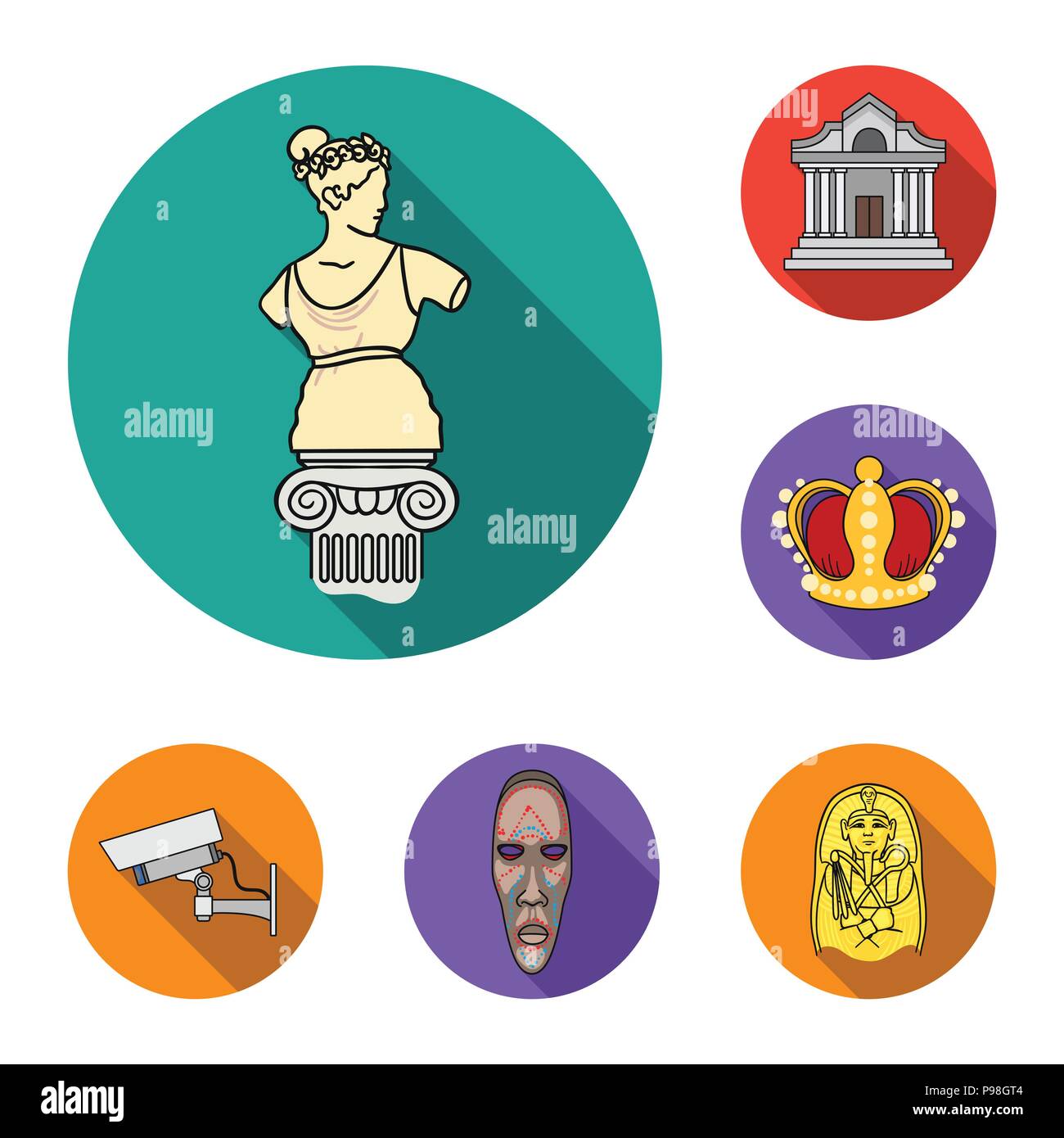 Museum and gallery flat icons in set collection for design. Storage and ...