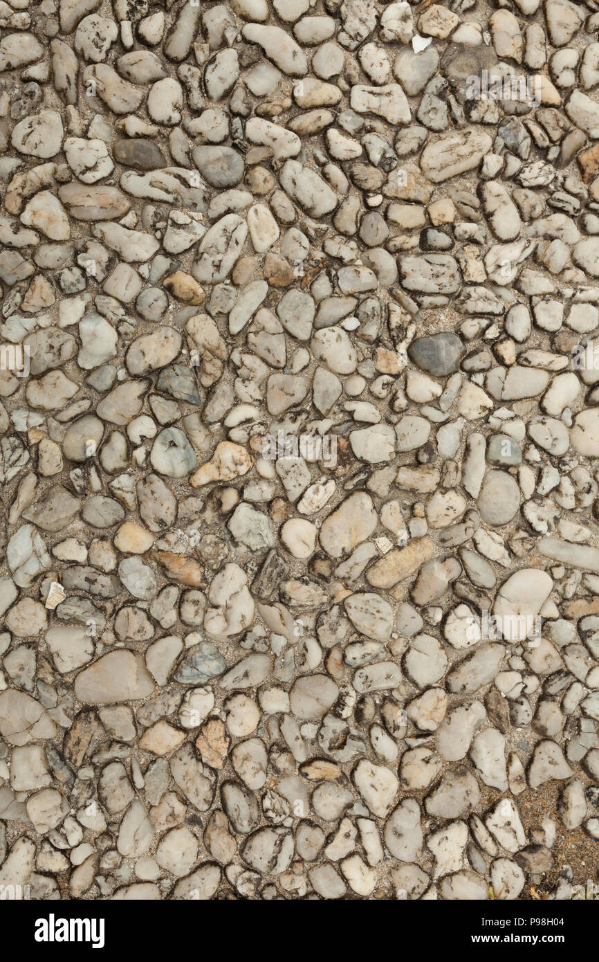 Pebble stone floor tile seamless background. Cement mixed gravel pebble