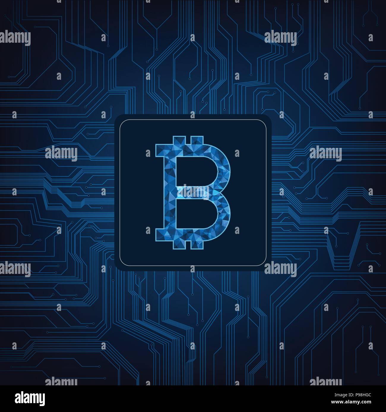 Abstract futuristic digital money with logo bitcoin digital currency on  circuit board blue background.Technology worldwide network concept Stock  Vector Image & Art - Alamy