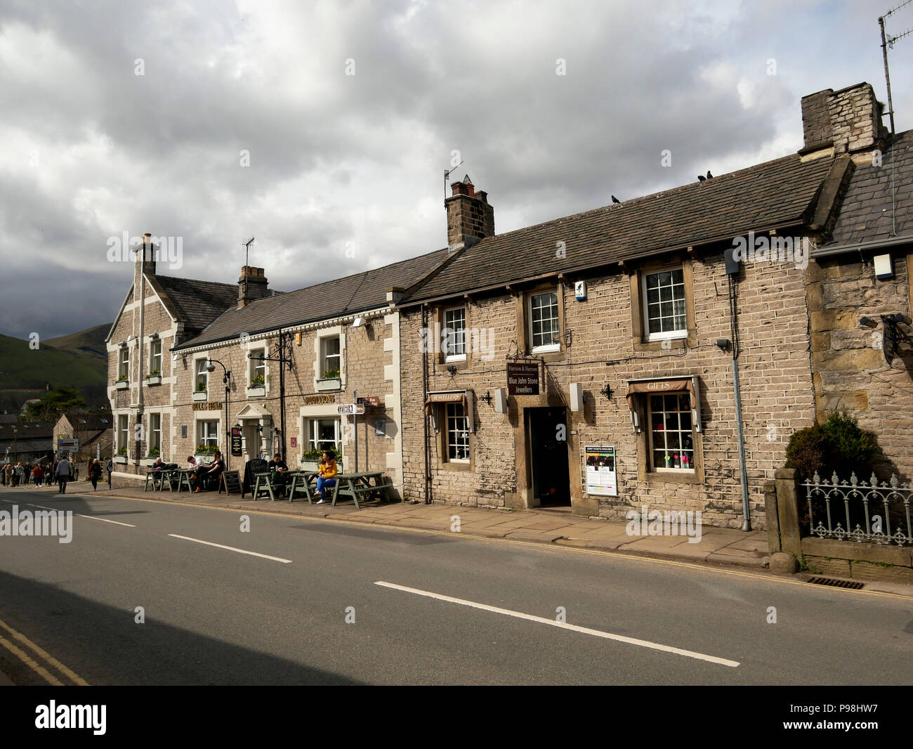 Buildings in Castleton Peak District Derbyshire England Stock Photo Alamy