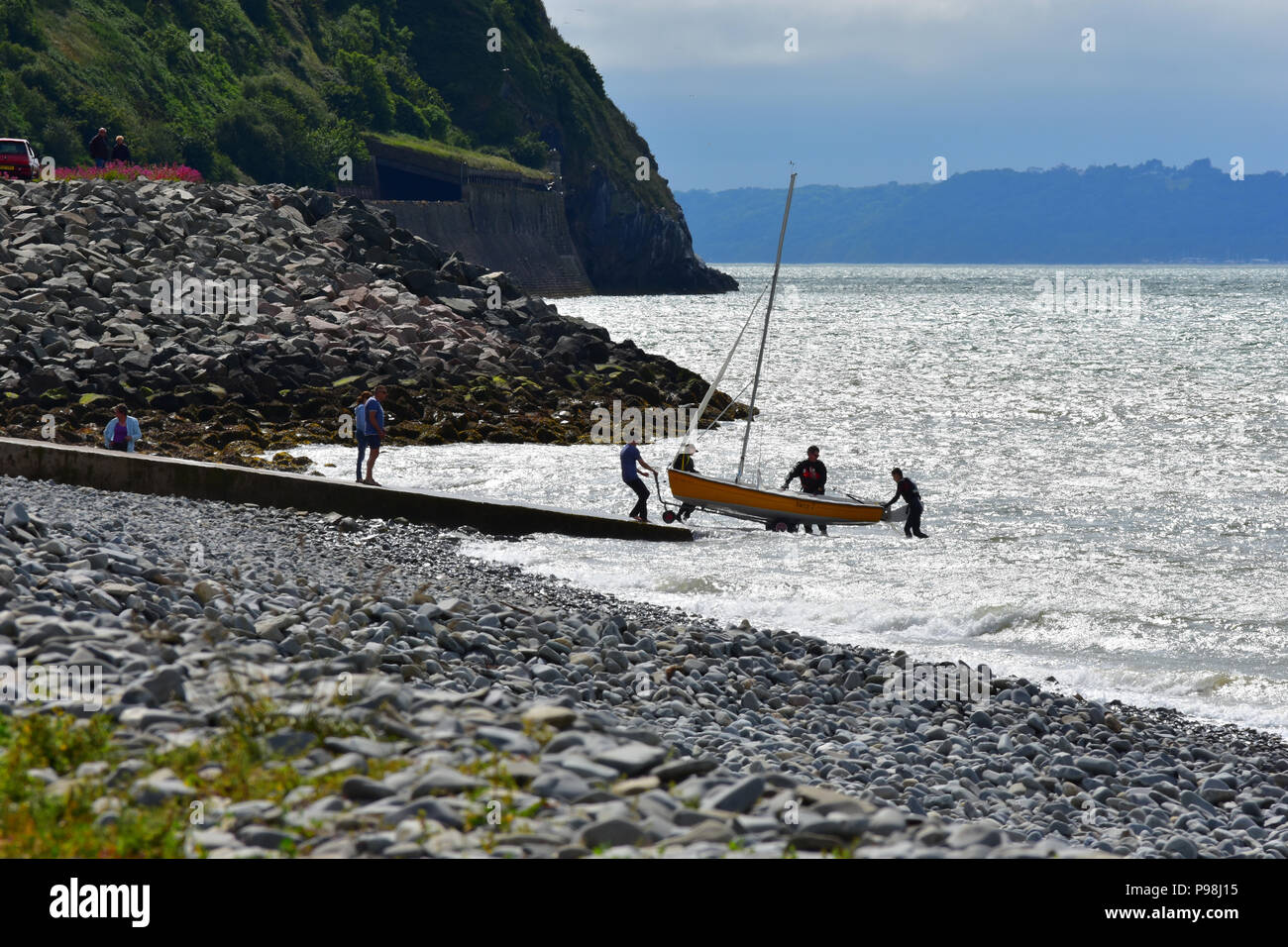 Sailing at Penmaenmawr, North Wales UK Stock Photo