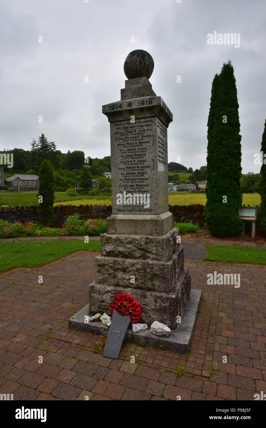 War memorial in Dolwyddelan Snowdonia North Wales North Wales Uk Stock Photo