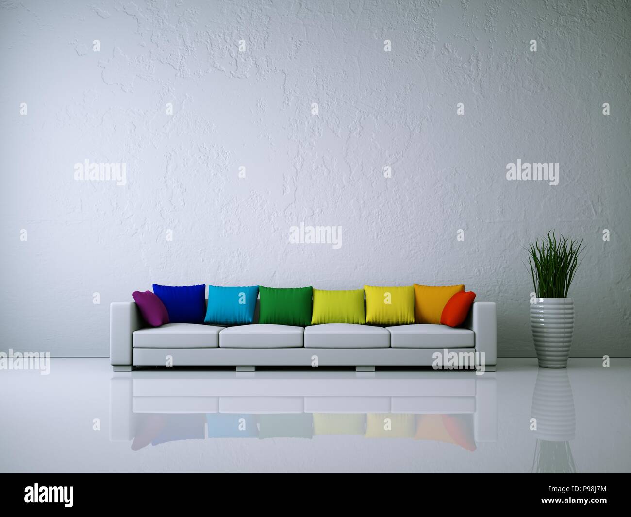 https://c8.alamy.com/comp/P98J7M/interior-design-modern-bright-room-with-white-sofa-and-rainbow-pillows-P98J7M.jpg