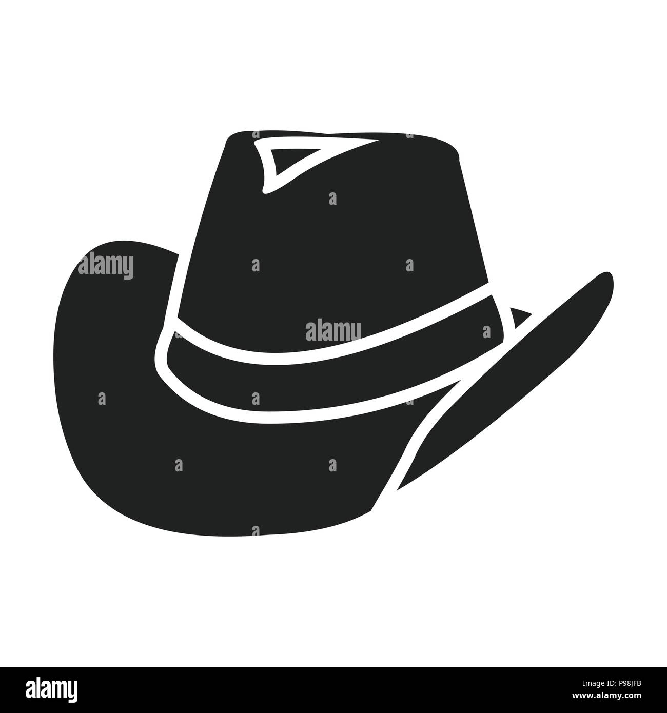 Cowboy hat icon in black style isolated on white background. Wlid west ...